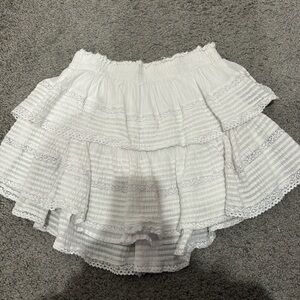 Aerie White Smocked Rock n Ruffle Skirt